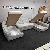 Великий розкладний диван п-подібної форми в тканині, фото 5