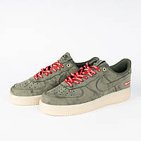 Кроссовки Nike Air Force цвета хаки с красными шнурками Supreme мужские 40 / 41 /42