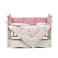 Детский постельный комплект в кроватку 7 эл Twins Fluffy Puffy 4076-TFP-24, powder pink, пудра