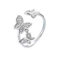 Кольцо с бабочками в цвете серебро, бижутерия, перстень, женское кольцо / FS-2061