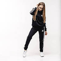 Женский спортивный костюм Adidas черный без капюшона весенний осенний Комплект Адидас кофта и штаны
