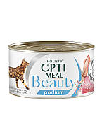 Влажный корм Optimeal Beauty Podium для кошек полосатый тунец в соусе с кольцами кальмаров 70 г