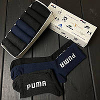 Высокие мужские носки темные 7 шт набор Пума. Набор носков высоких Puma 7 шт серый, синий,черный
