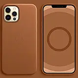 Шкіряний чохол для iPhone 12 Pro / 12 - Leather Case (AA Plus) with MagSafe, Saddle Brown, фото 2