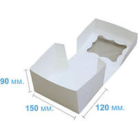 Коробка картонная 150 x 120 x 90 коробка с окошком для сладостей, коробка для подарков белая