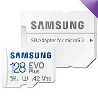 Карта Пам'яті Samsung EVO Plus 128GB MicroSD + SD Адаптер Професійна MicroSD Карта для Фото Відео