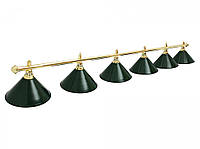 Светильник бильярдный 6-х ламповый зелёный, Светильник для бильярдного стола на 6 плафона зеленый