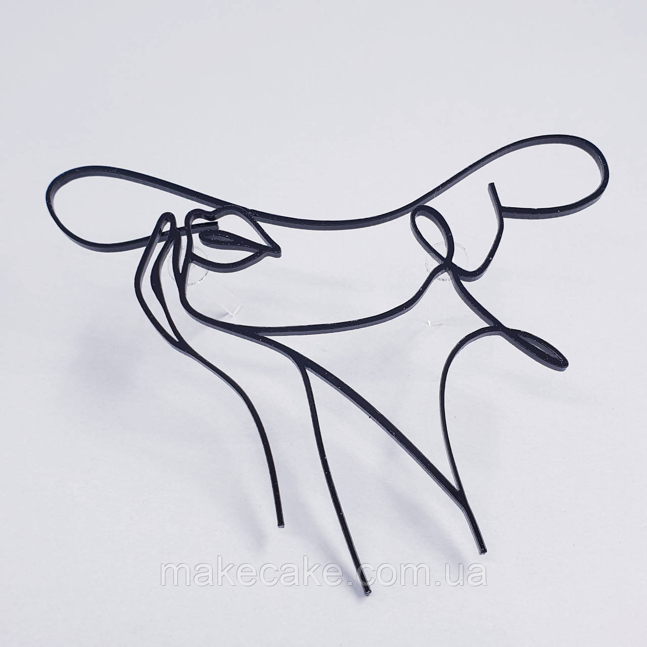 Топер бічний пластиковий жіночий силует (чорний), фото 1