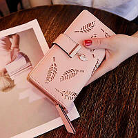 Надежный и крепкий кошелек Feuille Pendentif, минималистичный дизайн Рожевий