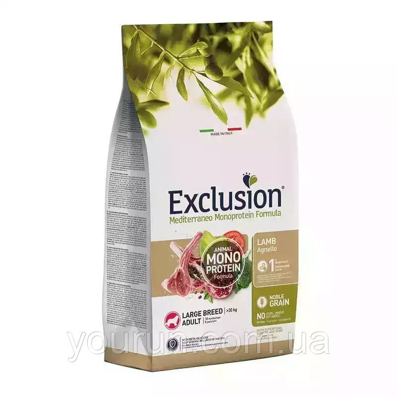Exclusion Adult Lamb Large Breed - Монопротеїновий корм для дорослих собак великих порід з ягнятком 12 кг