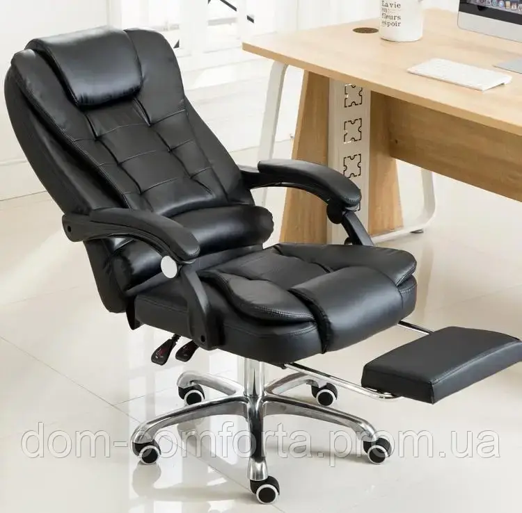 Комфортное офисное кресло руководителя Virgo X6, чёрное кресло с подставкой для ног, офисный стул кресло DL - фото 6 - id-p1870853019