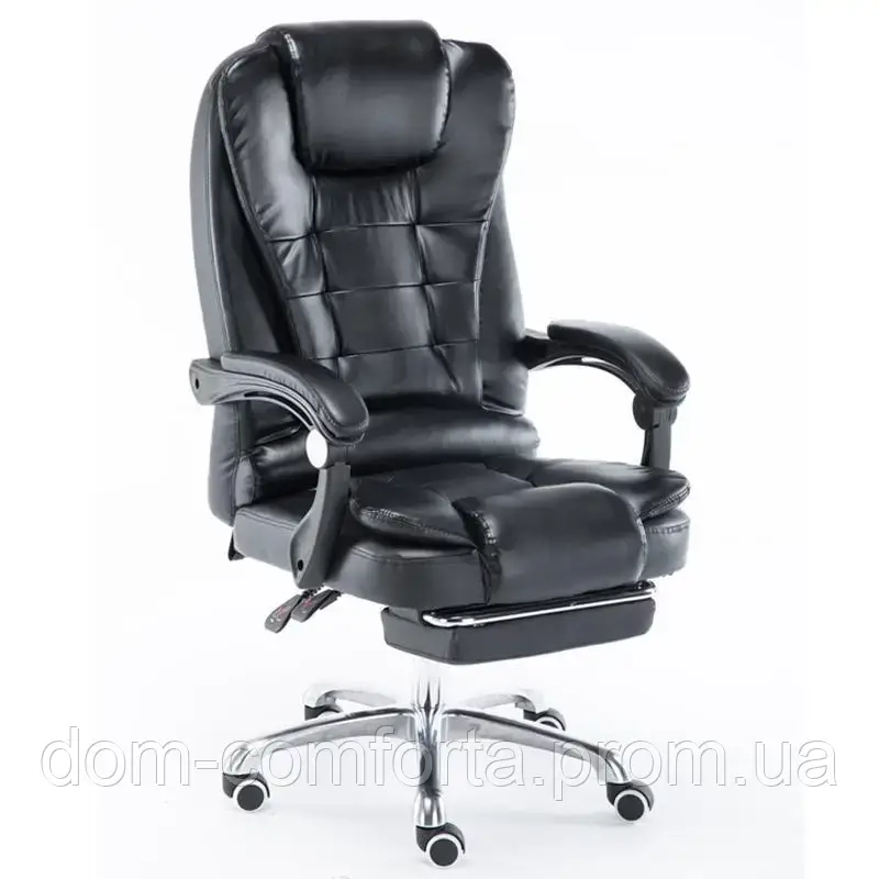 Самое удобное кресло руководителя, высокое компьютерное кресло из экокожи, черное поворотное кресло для офиса - фото 4 - id-p1870853109
