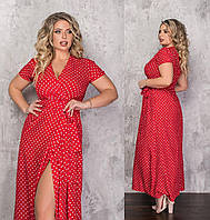 Романтическое платье в горошек для особых моментов. Размер: 42-44, 46-48, 50-52, 54-56 54-56, Красный.