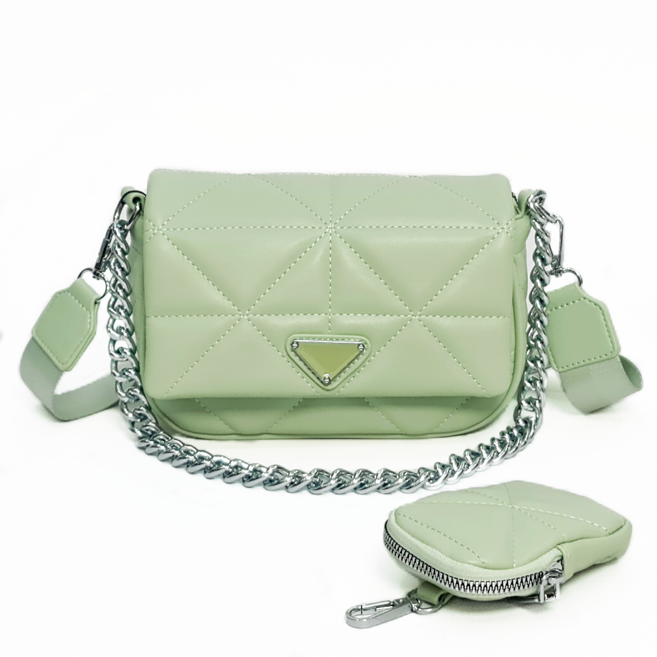 Сумка жіноча крос-боді з монетницею M&JJ Зелений 21х13х7 см (4065), фото 1