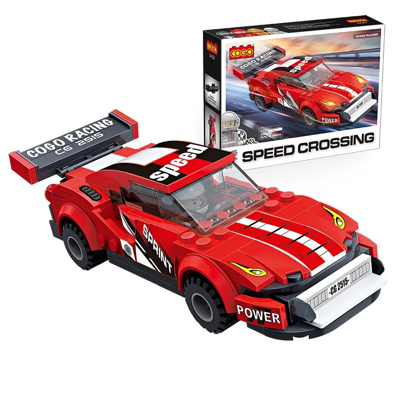 Конструктор Cogo Speed Crossing 3425, інерційна гоночна машина, 195 дет., блоковий, іграшка,, фото 1