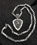 Срібна 925 ланцюжок із підвіскою Щит Георгій Переможець із чорінням, фото 2