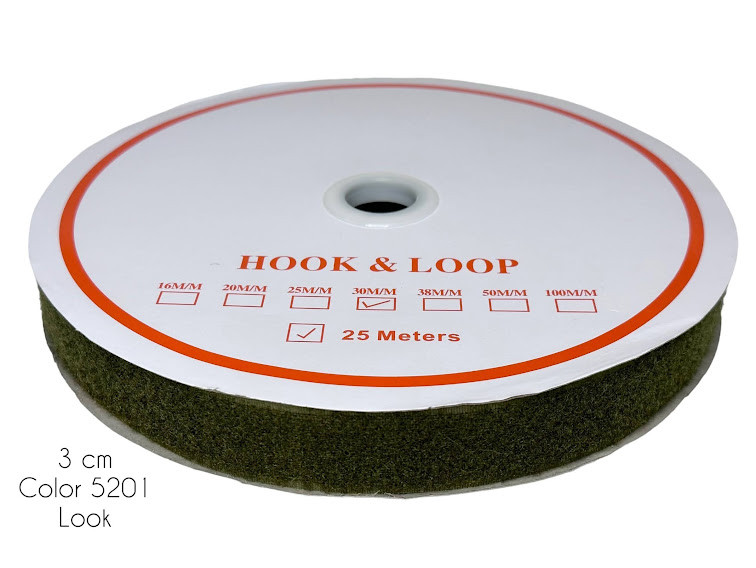 Липучка для одягу м'яка частина (петля) (30мм/25м) хакі