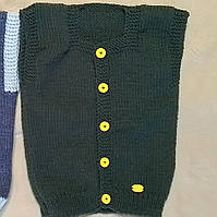 Дитяча тепла в'язана жилетка ручної роботи для хлопчика на 9-12 місяців, зріст 74-80 см Гладь