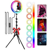 Кольцевая лампа RGB MJ300 Soft Ring Light 30 см + Подарок Штатив для лампы 0,66-2 м