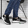 Літні чоловічі кросівки сітка чорні з білою підошвою, фото 6
