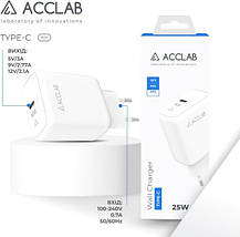 Зарядний пристрій ACCLAB AL-TC125 USB-C 25W Power Delivery (PD 3.0)/Quick Charge (QC 3.0), швидка зарядка, фото 3