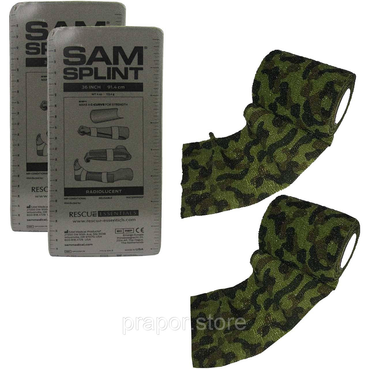 Комплект шин з адгезивним бандажом SAM® Splint Combo Pack (2 Gray 36" SAM® Splints, 2 Cohesive Wraps) - фото 1 - id-p1879805087