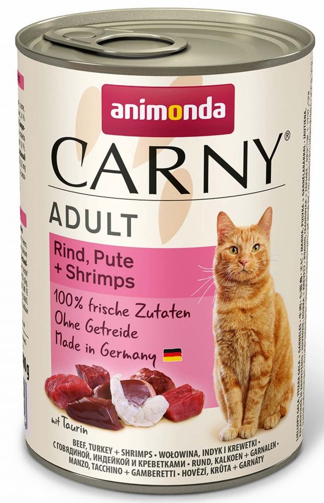 Вологий корм для котів з яловичиною, індичкою та креветками Animonda Carny Adult Beef, Turkey + Shrimps 400 г