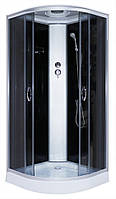 Гідромасажний бокс 126 90x90x210 см чорний душова кабіна розсувні двері на низькому піддоні