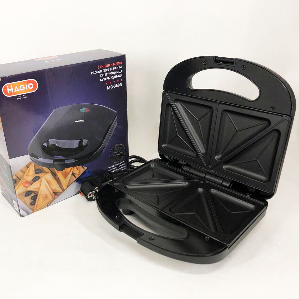 Бутербродниця сендвічниця MAGIO MG-360N 700 Вт, електробутербродниця, електрична сендвічниця, фото 1