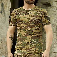 Военная футболка мультикам с Velcro липучками Тактическая летняя футболка камуфляж