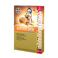 Краплі на холку для собак Bayer «Advocate» (Адвокат) від 10 до 25 кг, 3 піпетки (від зовнішніх та внутрішніх