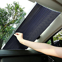 Шторка солнцезащитная на лобовое стекло, 150x70 см / Выдвижная штора на присосках в авто