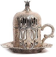 Турецкая чашка Демитас Acar с блюдцем 50 мл. Цвет серебро