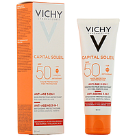 Сонцезахисний крем проти зморщок для пружності спф Віші Солейл Vichy Capital Ideal Soleil Anti-Agening Anti-Age SPF 50 50 мл