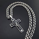 Срібна цепочка з хрестиком чоловіча. Срібний хрестик освячений Спаси Збережи ланцюжок на шию бісмарк 55 см, фото 9