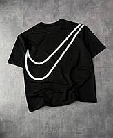 Футболка мужская Nike черная хлопковая стильная с принтом молодежная спортивная Турция