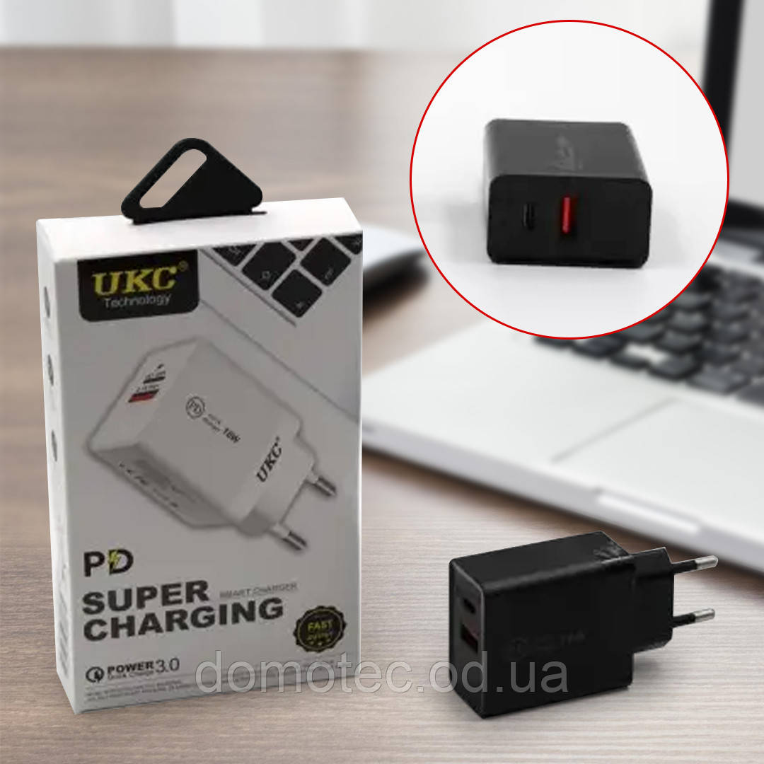 Адаптер Fast Charge 220v 18w PD 889 USB+type C