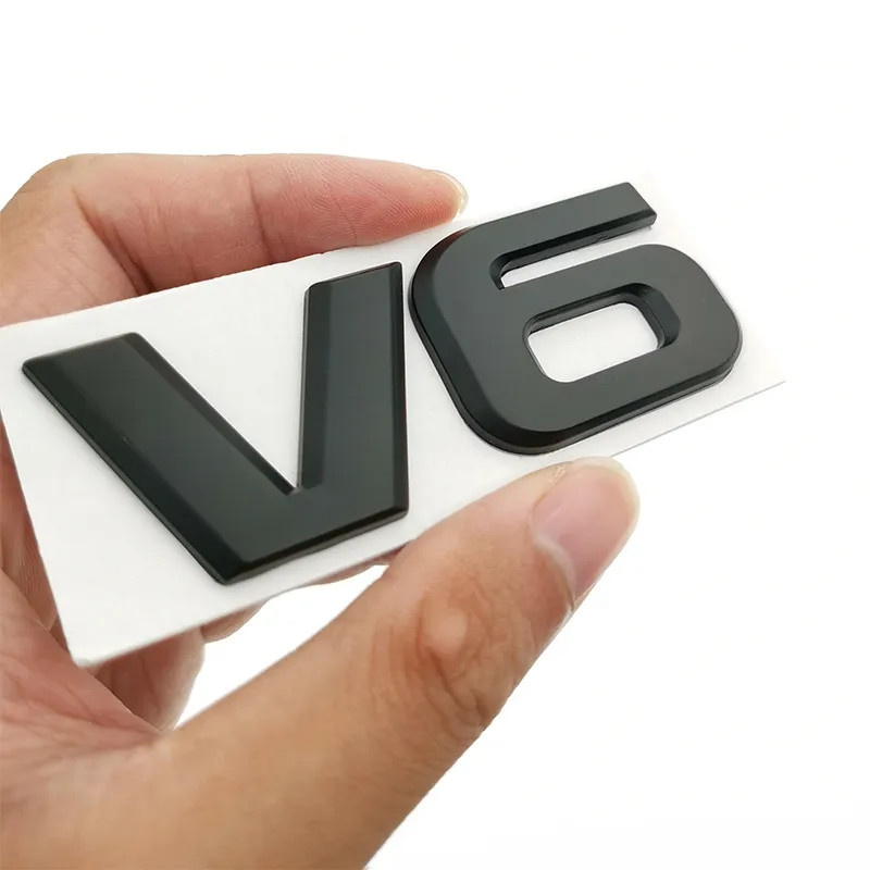 Шильд V6 значок емблема 6 циліндрів шильдик автомобіля чорний