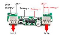 Модуль для PowerBank с возможностью подключения солнечной батареи