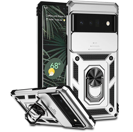 PC + TPU чохол Camshield armor для Google Pixel 6 Pro сріблястий, фото 1