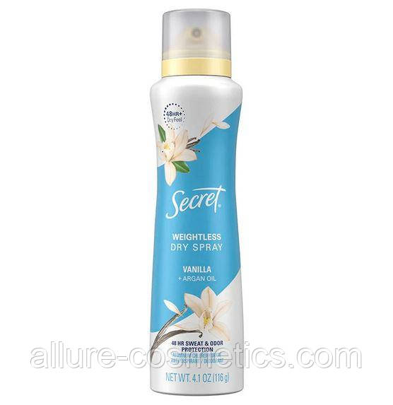 Дезодорант спрей Ваніль і Арганова олія Secret Antiperspirant Deodorant Dry Spray Vanilla and Argan Oil