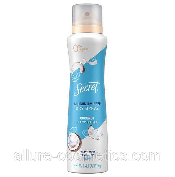 Дезодорант спрей Кокос і Олія Коноплі Secret Deodorant Dry Spray Coconut and Hemp seed oil