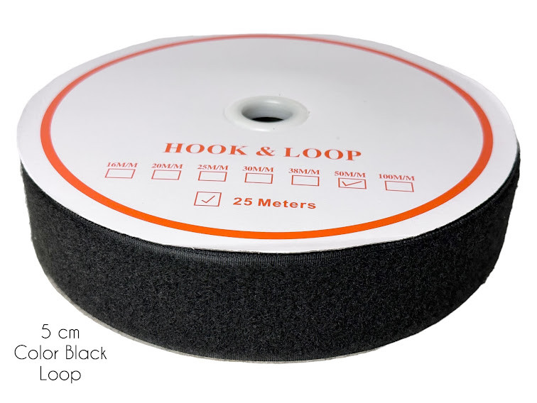 Липучка для одягу м'яка частина (петля) (50мм/25м) чорна