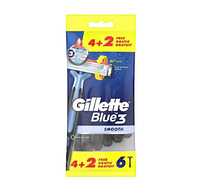 Бритвы Gillette Blue 3 Smooth (4+2) 6 шт. в упаковке