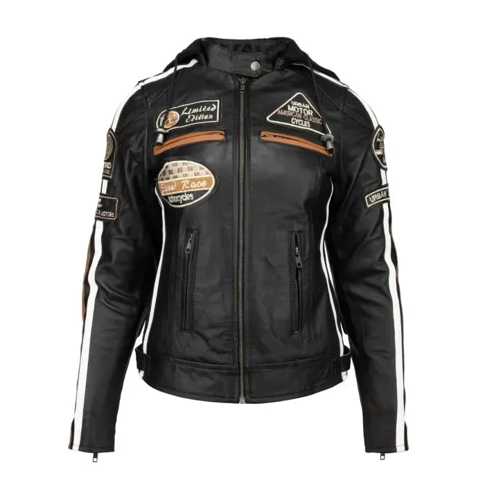 Urban 5884 Amsterdam. Фантастична жіноча шкіряна мотоциклетна куртка, L/42, чорна