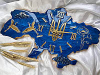 Часы настенные в форме карты Украины из эпоксидной смолы
