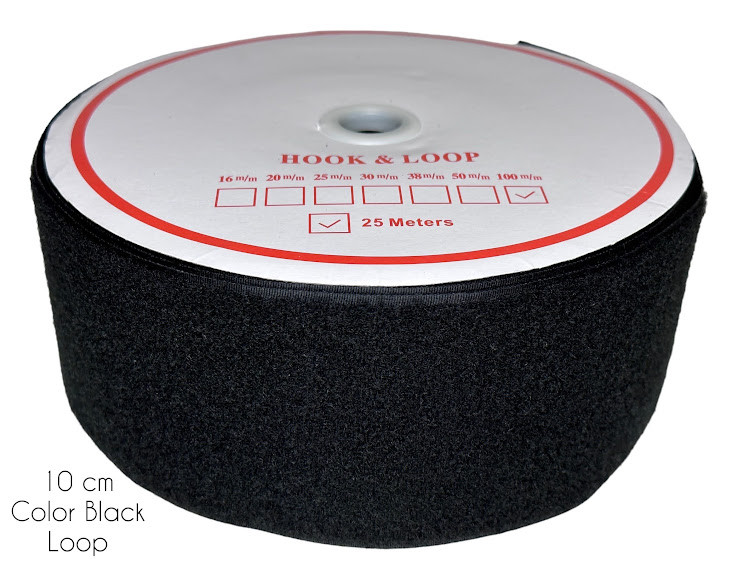 Липучка для одягу м'яка частина (петля) (100мм/25м) чорна