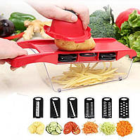 Мультислайсер Mandoline Slicer 6 in 1 овочерізка для овочів і фруктів з контейнером, слайсер, тертка