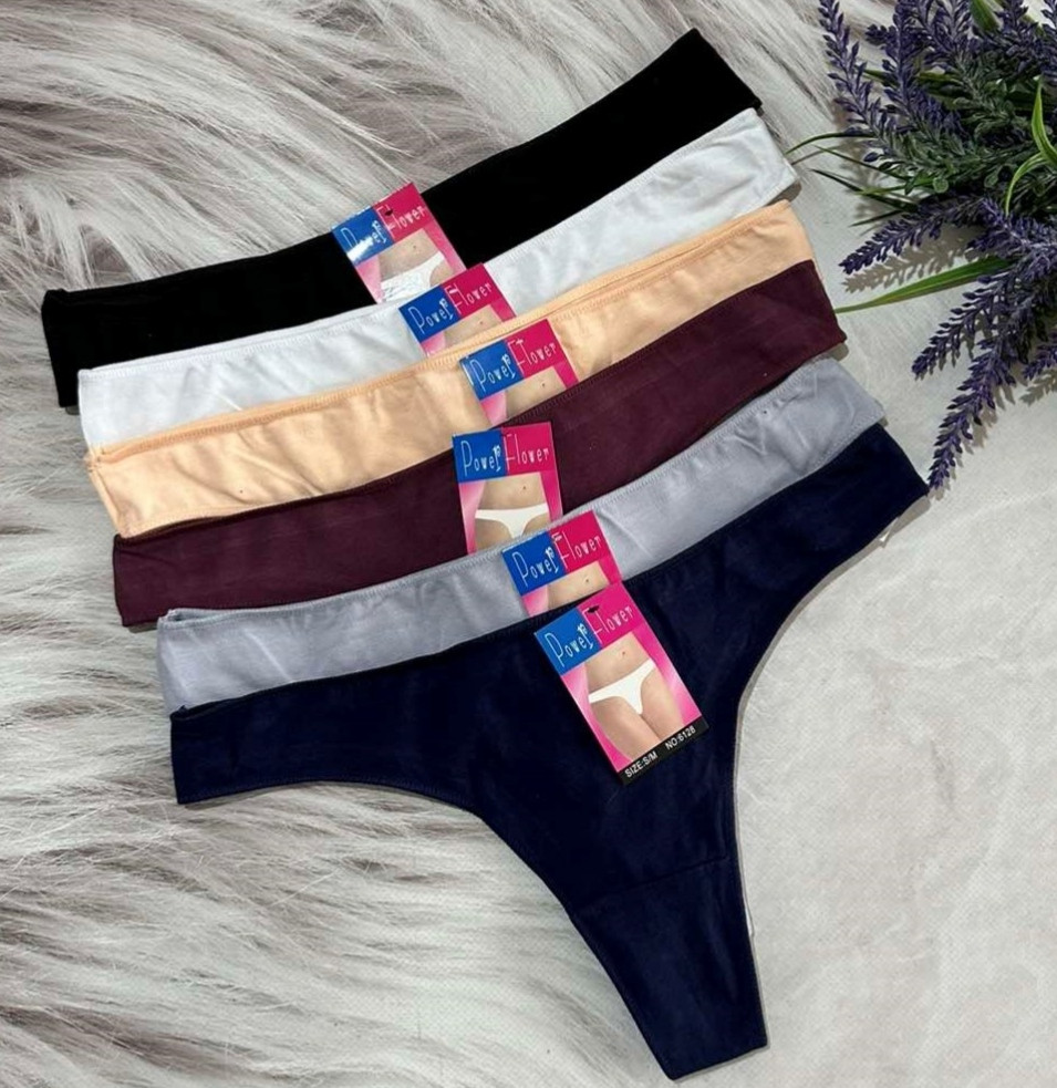 Жіночі бавовняні стринги оверлок 42-48р 6 кольорів, фото 1