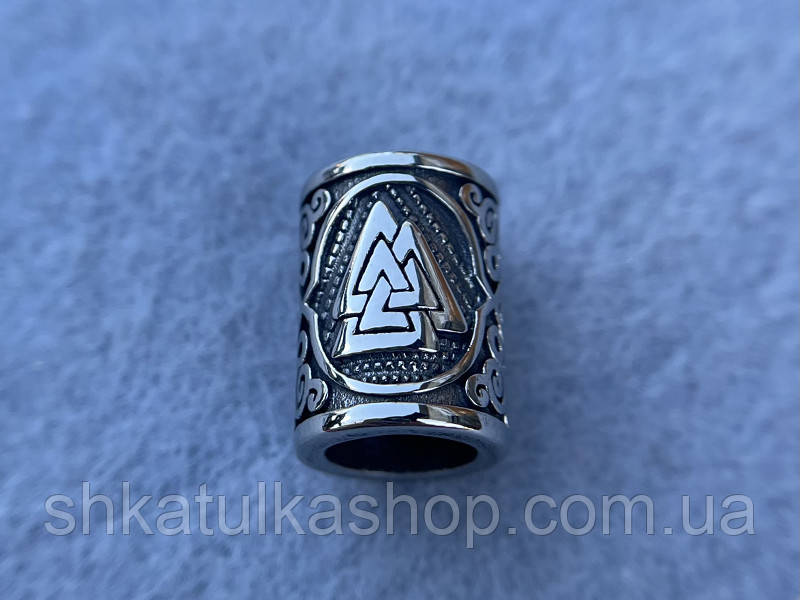 Намистина Валькнут 16*11мм з нержавіючої сталі, фото 1